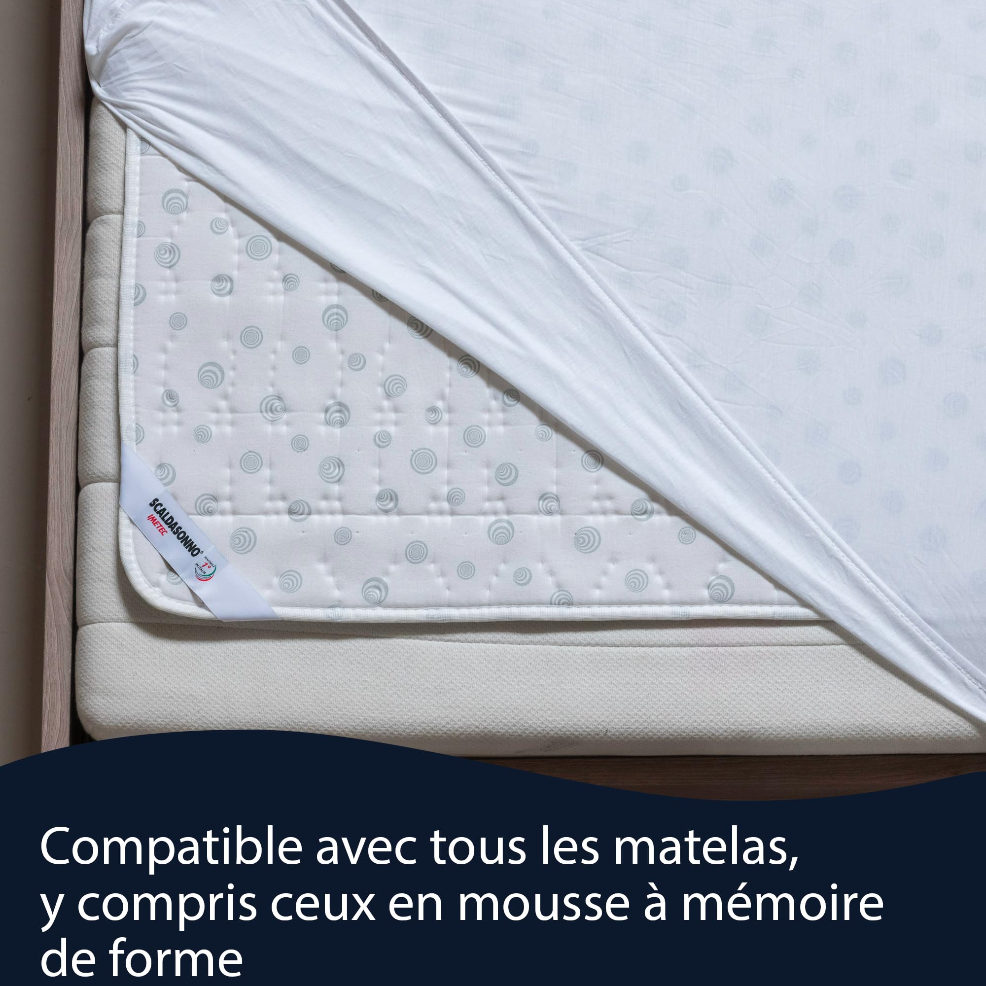 Imetec Surmatelas Chauffant 1 Place Adapto, 150x80cm - 6 Températures, Tissu 100% Coton, Chauffage Rapide, Température Constante, Personnalisée - Chauffe-Lit Electrique Double Commande, Simple