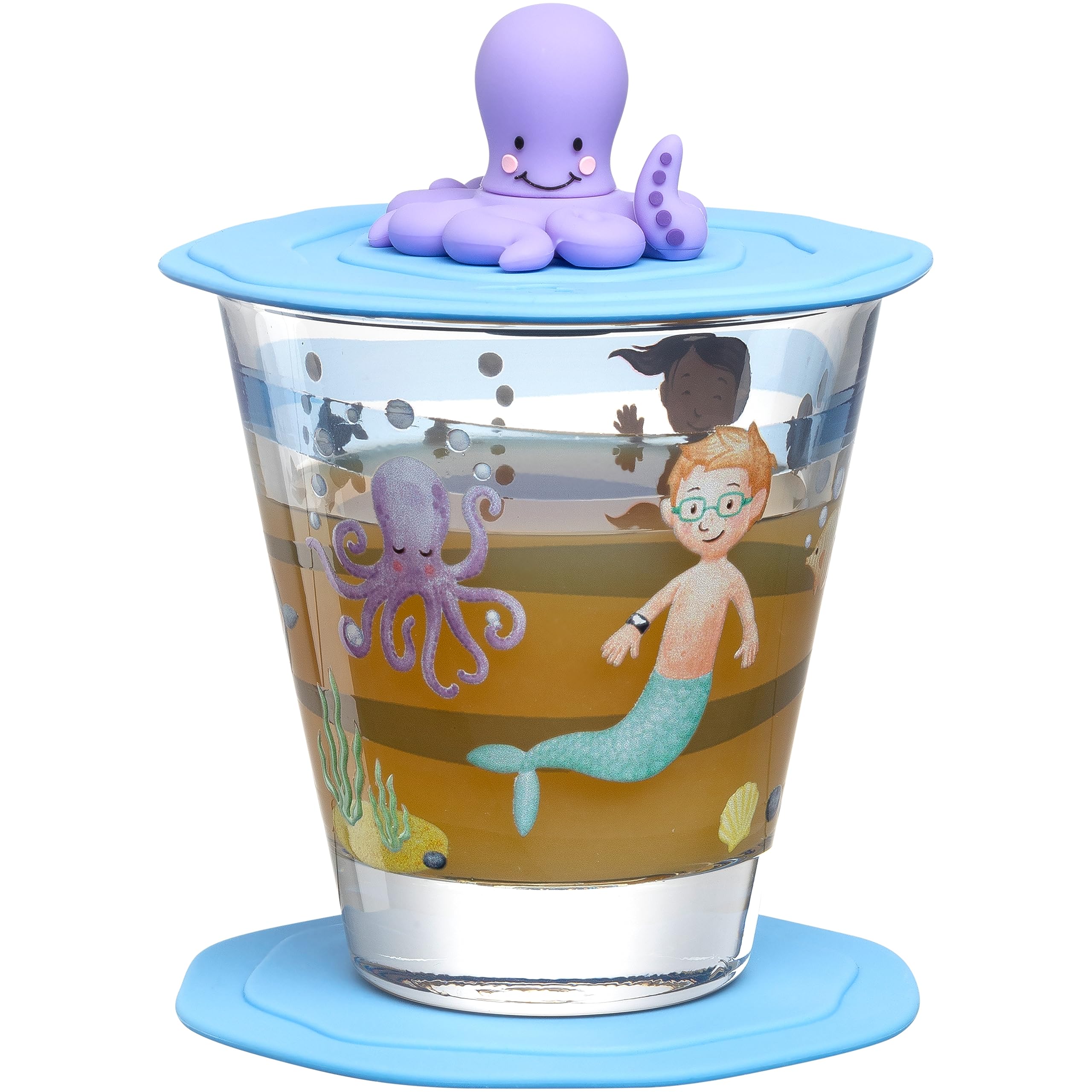 Verres Pour Enfant Leonardo Bambini - Lot De 3 Avec Couvercle Et Soucoupe - Motif Mer, Capacité 300 Ml - Lavable Au Lave-vaisselle - 8