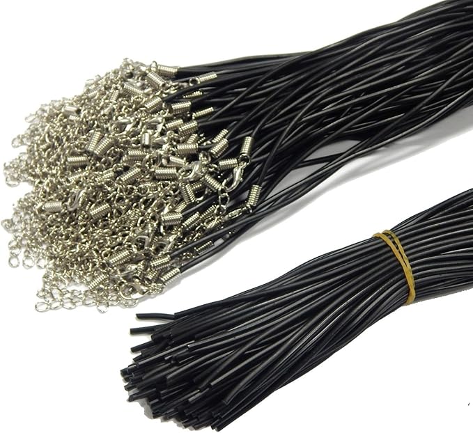 Collana In Vera Pelle Nera, 2 Mm, 5 Pezzi, Ideale Per La