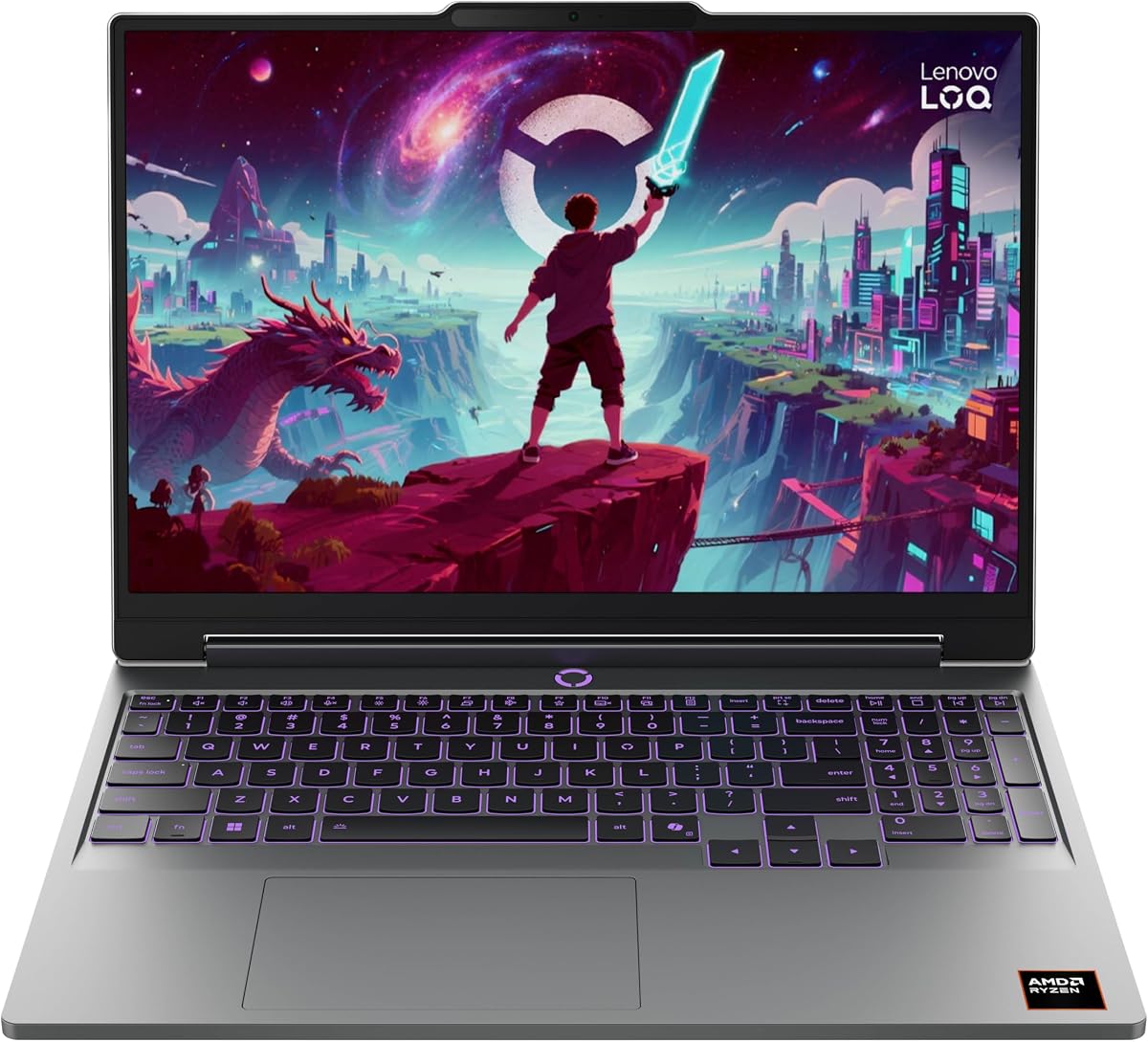 Lenovo LOQ 15.3" WUXGA IPS 165Hz Portátil para juegos con tecnología de IA AMD Ryzen 7 250 16GB RAM 512GB SSD NVIDIA GeForce RTX 5060 Gris Luna
