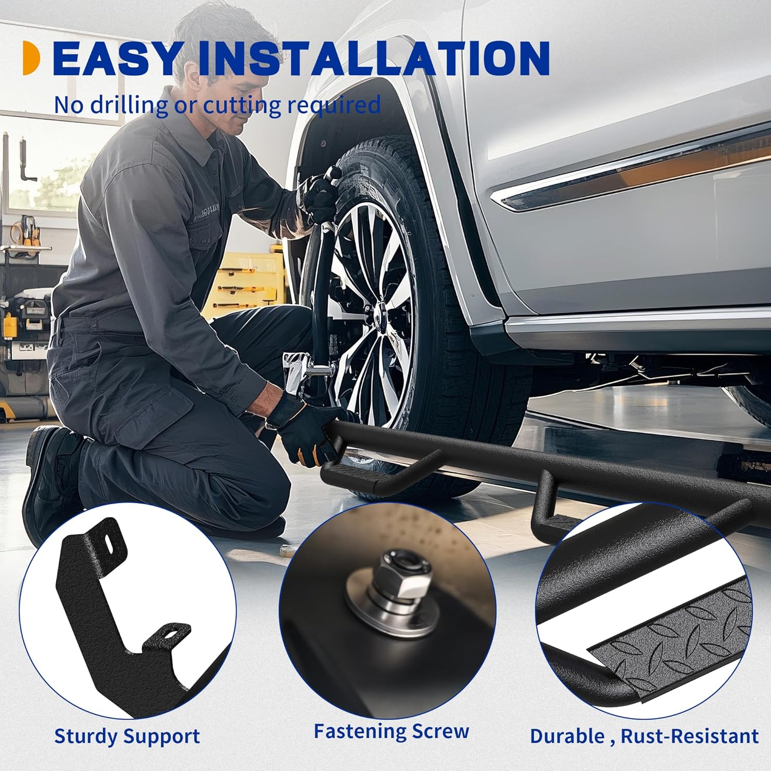 Running Boards Compatible with 2019-2026 Chevy Silverado/GMC Sierra 1500 Crew Cab, 2020-2026 2500HD 3500HD Crew Cab, Cabon Steel Side Steps Rail Nerf Bar, Textured Black