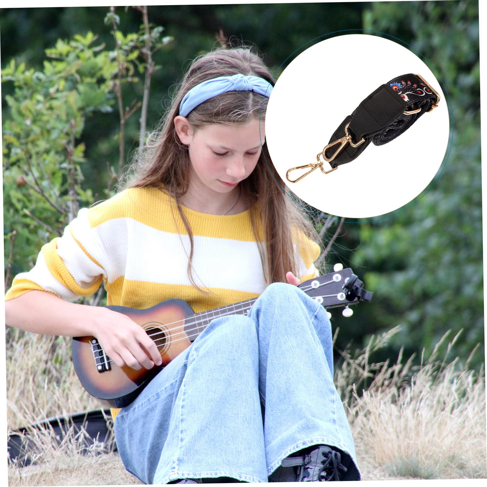 ibasenice tracolla per banjo cinghia chitarra banjo cinghia Accessori per strumenti musicali Cinghia per banjo nera cintura per chitarra popolare supporto da spalla per chitarra Metallo
