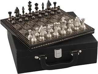 Luxury & Decorative Premium Customized Chess Game Set | 10 x 10 Inches | Black & Silver | Collectible & Handmade Set for Professionals & Adult for Tournament or Gifting by INDUS LIVING