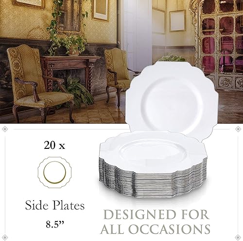 Miniatura 10 de Silver Spoons PLATOS DESECHABLES PARA BODAS, 10 Platos de Plástico, Barroco  Negro, 8.25"