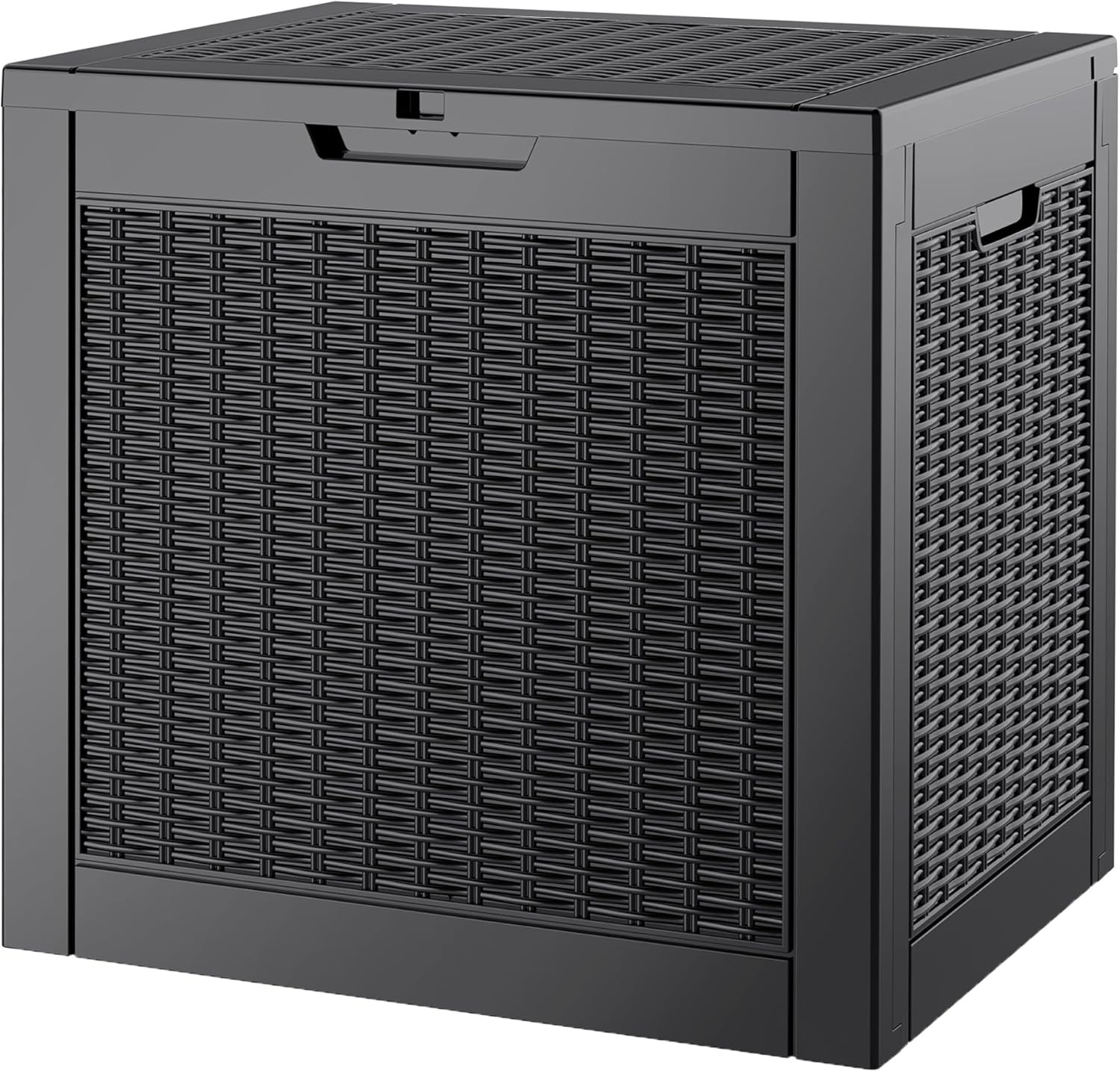 Outdoor Storage Box, 31 Gallon Deck Box with Lockable Lid, Waterproof Resin Storage Bin for Patio Furniture, Garden Tools, Cushions, Black