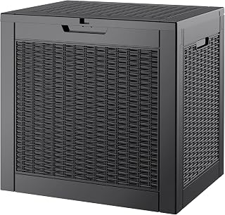 Outdoor Storage Waterproof Deck Box for Patio (32 Gallon, Black)