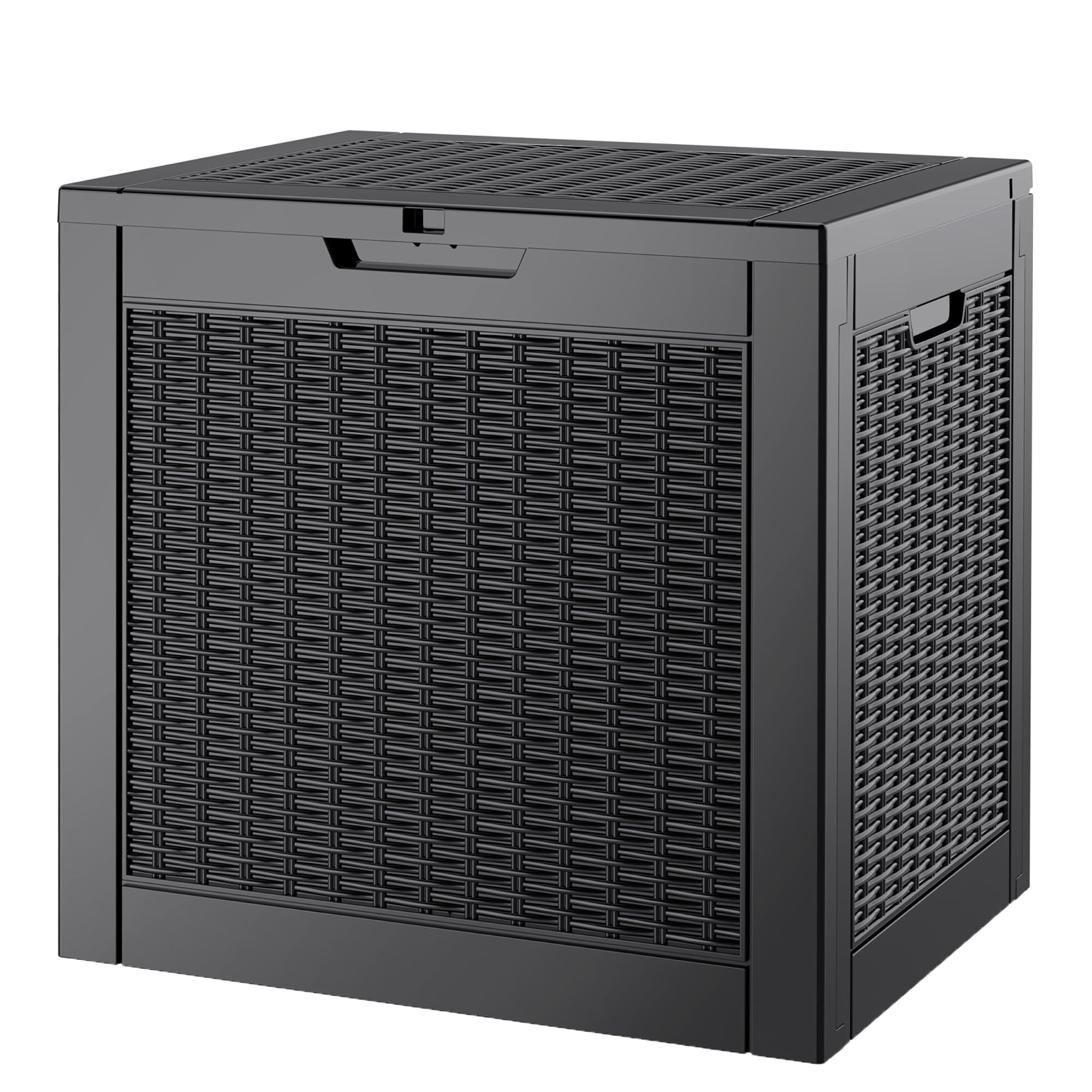 Outdoor Storage Box, 31 Gallon Deck Box with Lockable Lid, Waterproof Resin Storage Bin for Patio Furniture, Garden Tools, Cushions, Black - 1