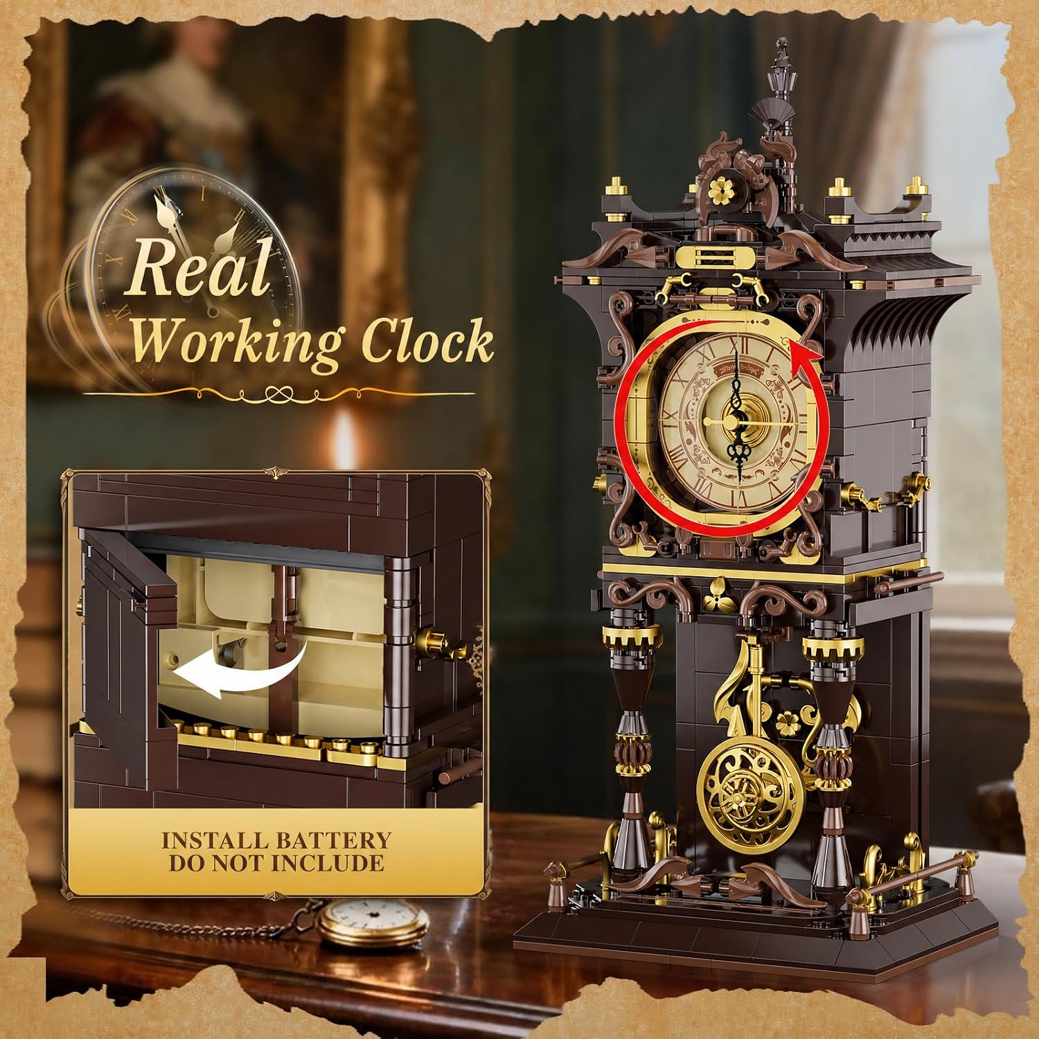 JAKI Vintage Swing Clock Building Blocks Set for Adults image 2