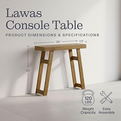 Miniatura 2 de Alaterre Furniture Lawas - Mesa consola de madera maciza Mesa de entrada pequeña moderna de 36 pulgadas Muebles de sala de estar de fácil montaje
