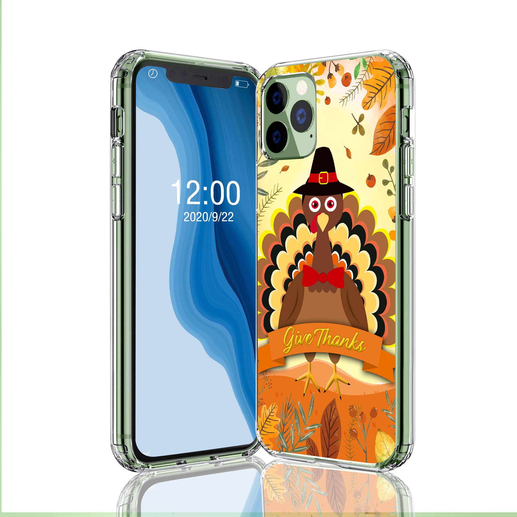 cocomong Thanksgiving Day Phone Case Compatible with iPhone 11 Pro Max 6.5" Case, Fall Pumpkins Thanksgiving Turkey Sunflowers Thin Protective Phone Case for iPhone 11 Pro Max Anti-Drop-Scratch