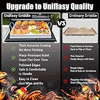 Vista 3 de Plancha para cocinar universal de acero inoxidable, placa superior plana antiadherente para estufa de gas y parrillas de carbón, tailgating