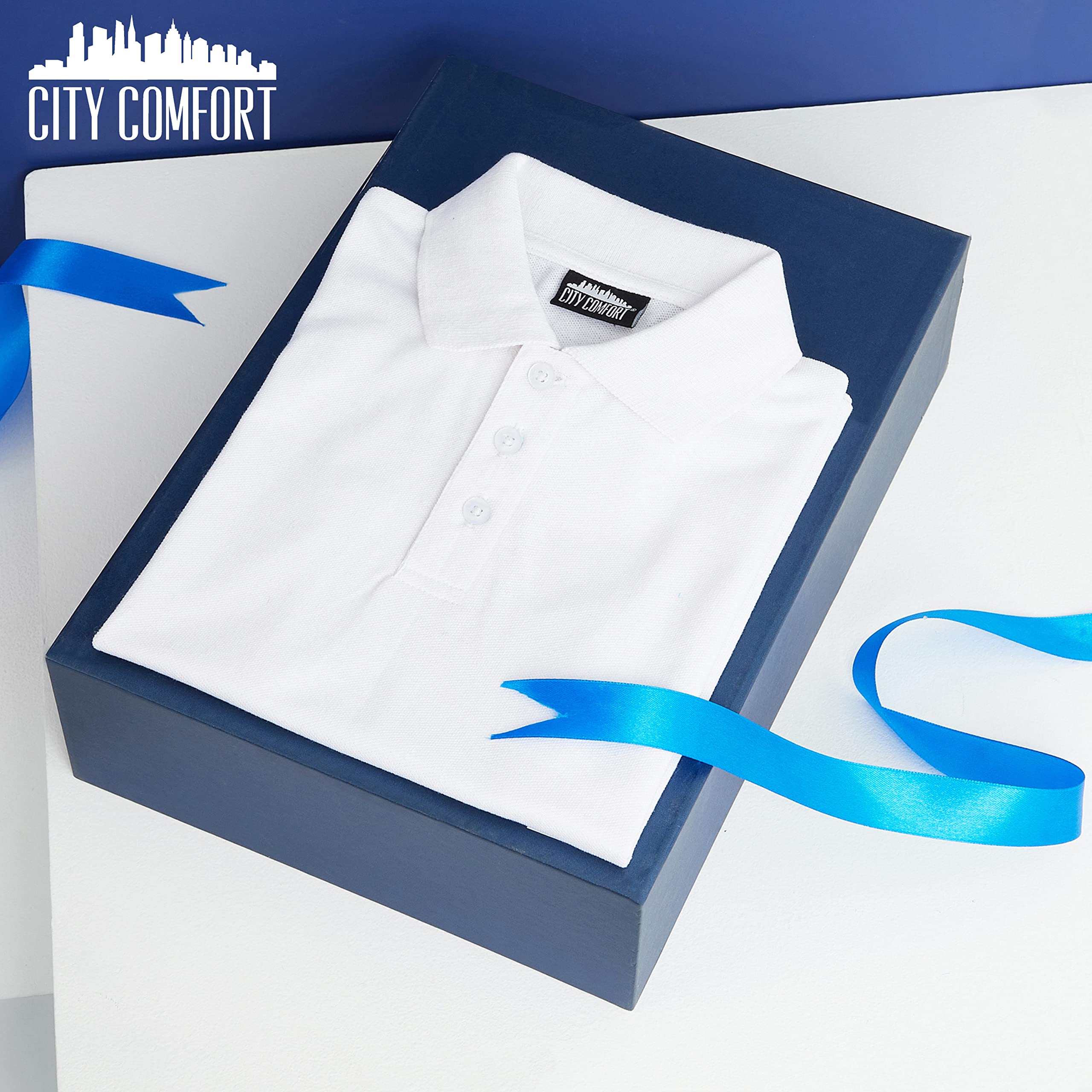 CityComfort Polo Garcon, Blanc Polo Enfant Manche Courte pour L'école ou PE