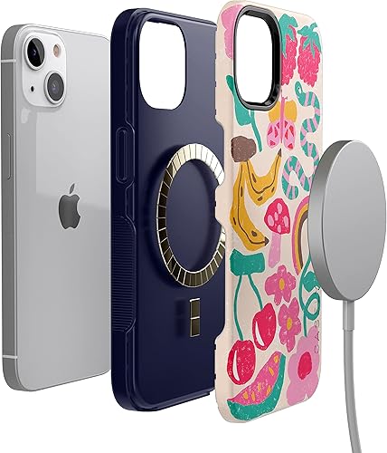 Vista 984 de Casely Funda para iPhone 13 Compatible con MagSafe Color Splash de medianoche Funda retro abstracta Color de medianoche Splash Abstracto