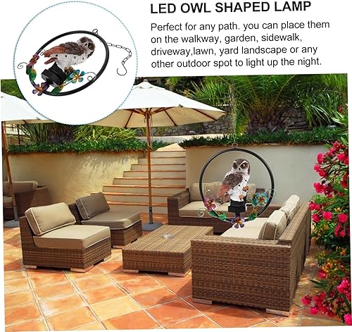 Miniatura 2 de DOITOOL Lámpara de carillón de viento de búho, luz colgante solar al aire libre, campanillas de viento LED, luces solares LED, ganchos de pared para