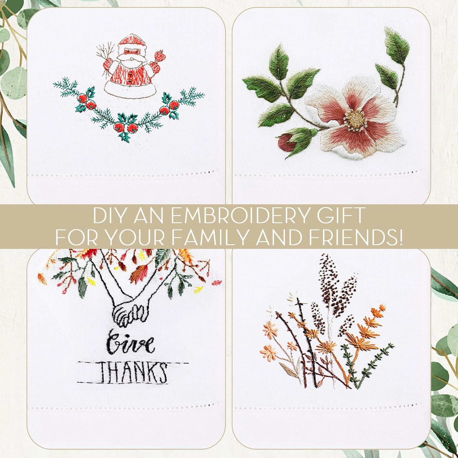 Mixweer 12 Pcs 14" x 22" White Linen Hemstitched Hand Towel Linen Tea Towels for Embroidery Dish Towels for Bathroom Kitchen Home