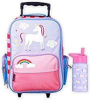 Vista 1 de Wildkin Paquete de maleta rodante con botella de agua reutilizable de acero de 14 onzas (unicornio)