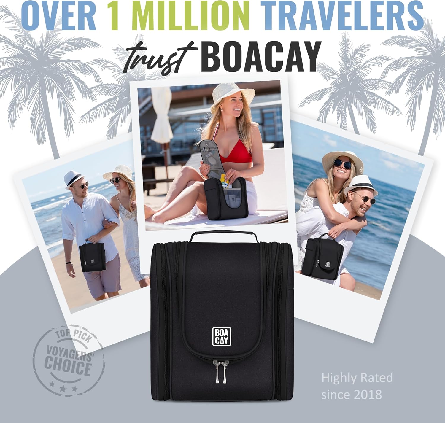 BOACAY Hanging Travel Toiletry Bag for Women and Men, Makeup Bag, Bathroom & Shower Organizer Kit for Accessories, Cosmetics, Travel Essentials - Image 6