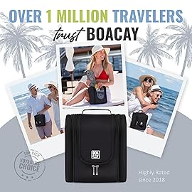 BOACAY Hanging Travel Toiletry Bag for Women and Men, Makeup Bag, Bathroom & Shower Organizer Kit for Accessories, Cosmetics, Travel Essentials