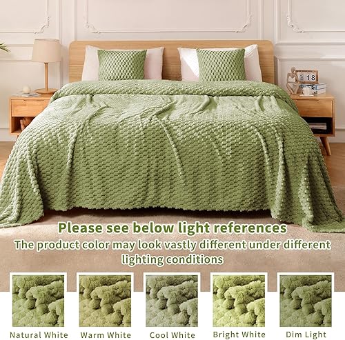 Miniatura 6 de FY FIBER HOUSE Manta de forro polar para sofá, de 10.58 ozm, súper suave, mullida, para sofá de oficina, 50 x 60 pulgadas, color verde salvia