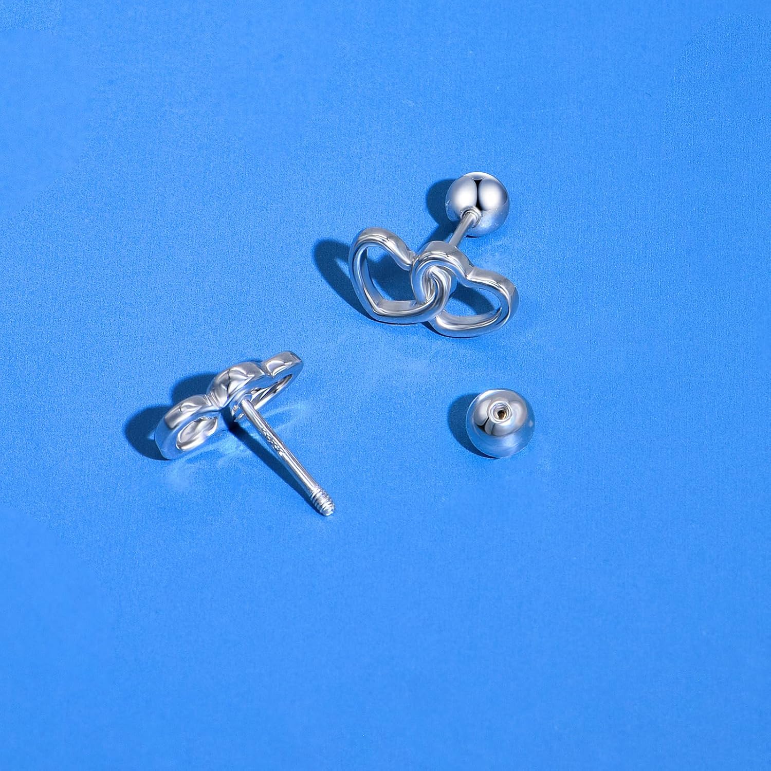 Hypoallergenic 925 Sterling Silver Stud Earrings for Women With Screw Back Small Butterfly Heart Flower Earrings for Girls Tragus Cartilage Jewelry Gifts - Image 3