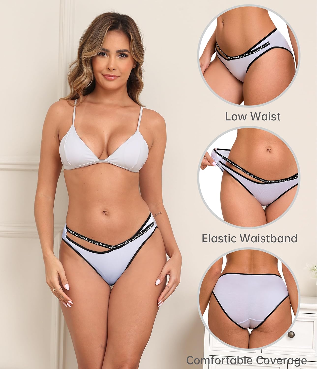 ANLIQI Modal Bikini Panties for Women Pack Soft Breathable Underwear String Bikini Low Rise Briefs Ladies Hipster Panty S-2XL - Image 3