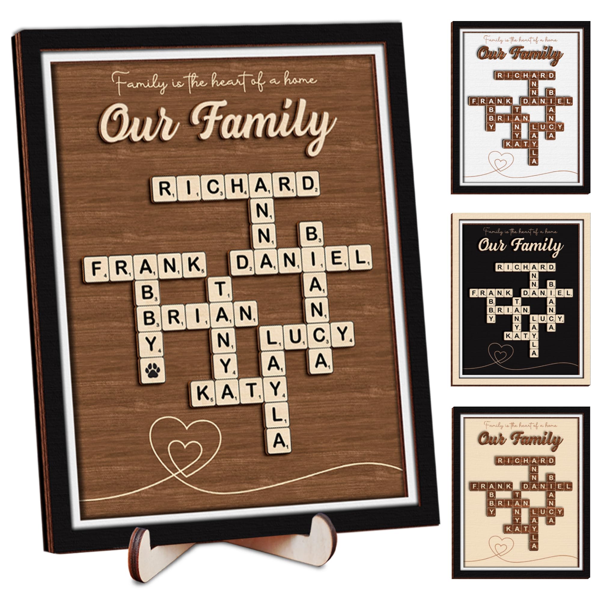Custom Scrabble Family Name Frame Gifts for Mother's Day from Daughter Son Scrabble Puzzle Sign Wall Art, Grandkid Crossword Tiles Letter Sign,