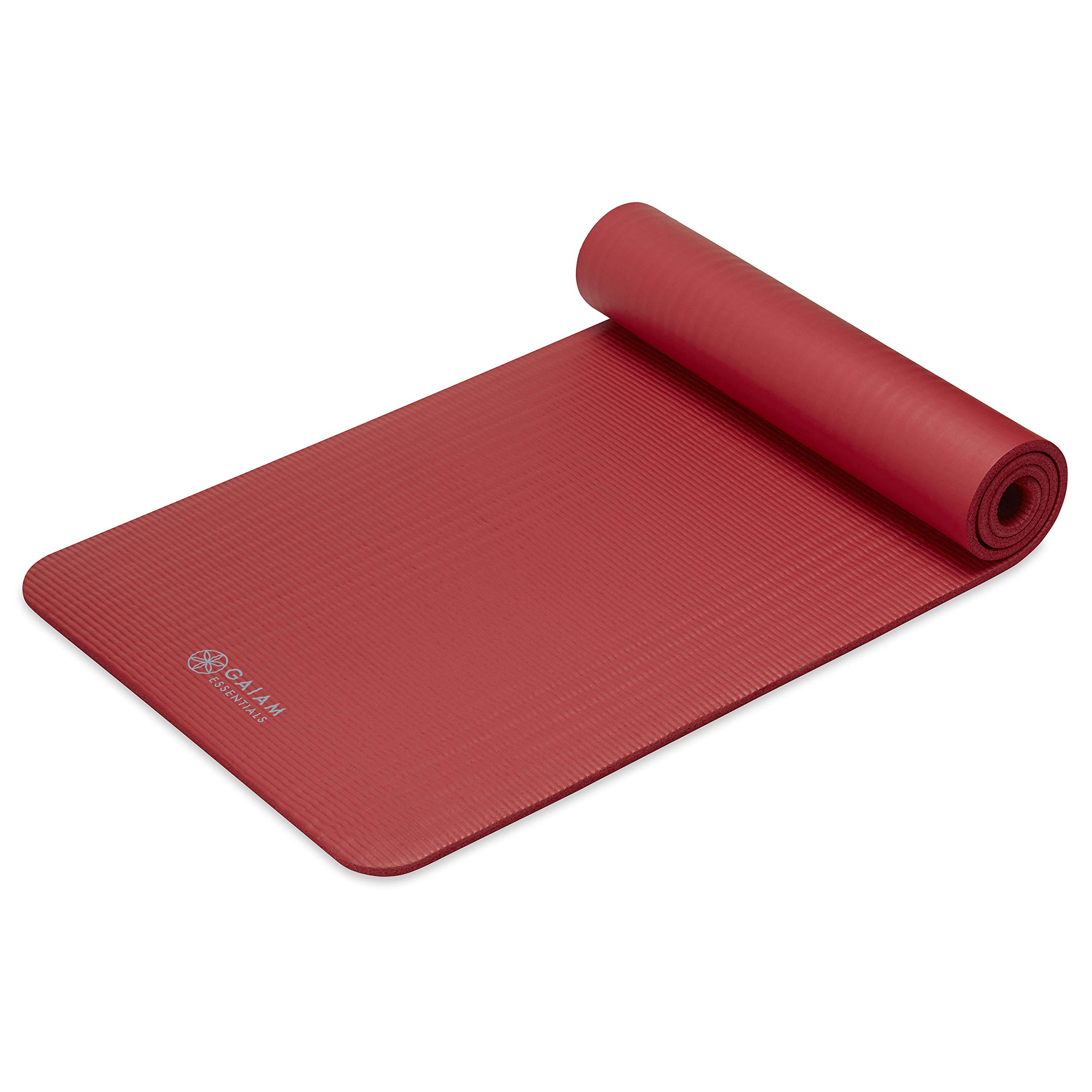 Gaiam Essentials Thick Yoga Mat with Easy-Cinch Strap (Red, 10mm) view 7
