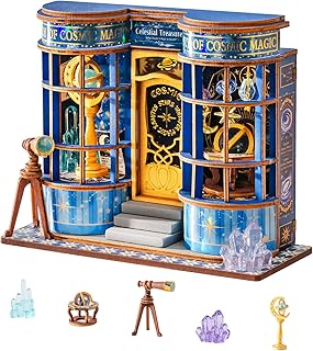 Rolife Miniatur Haus Magic Astronomy Shop, 85-teiliges Mini Haus Selber Bauen Bastelset Erwachsene für Jugendliche Kein Kleber erforderlich, Puppenhaus Tiny House Bausatz 3D Puzzle Book Nook