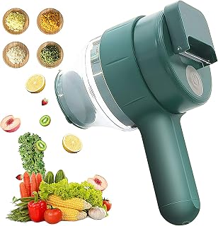 4 in 1 Handheld Electric Vegetable Cutter Set, Multifunction Portable Cordless Mini Food Chopper for Garlic, Onion, Veggie, Food Processor for Pepper Chili Spices Ginger