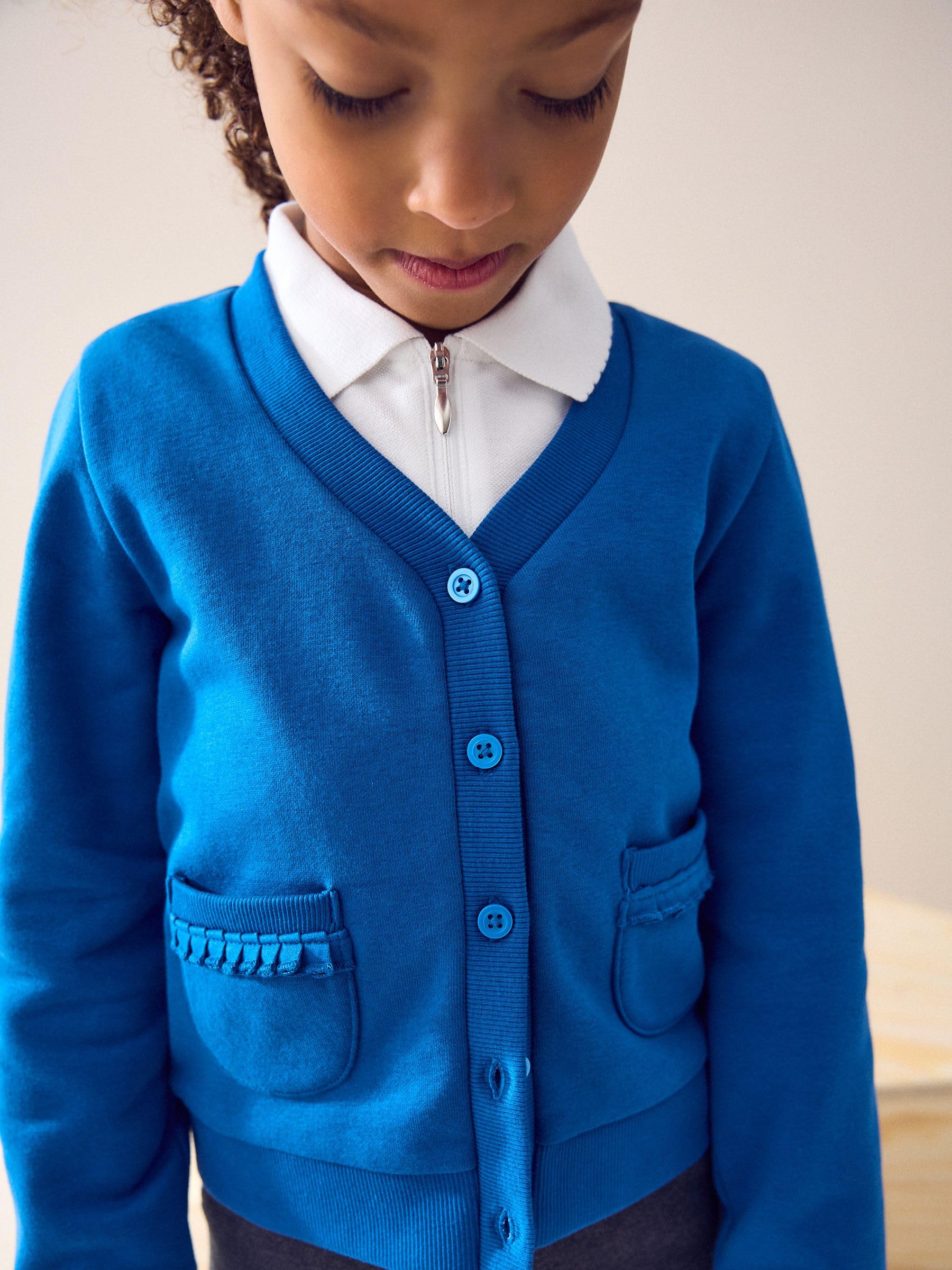 NEXT Mädchen Standard Jersey-Strickjacke mit gerüschten Taschen
