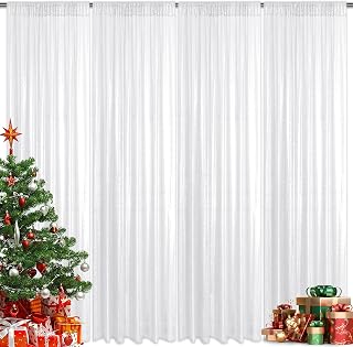 White Sequin Backdrop Curtain 4 Pieces 2FTx8FT Glitter Photography Backdrop for Party Wedding Birthday Christmas Decorations