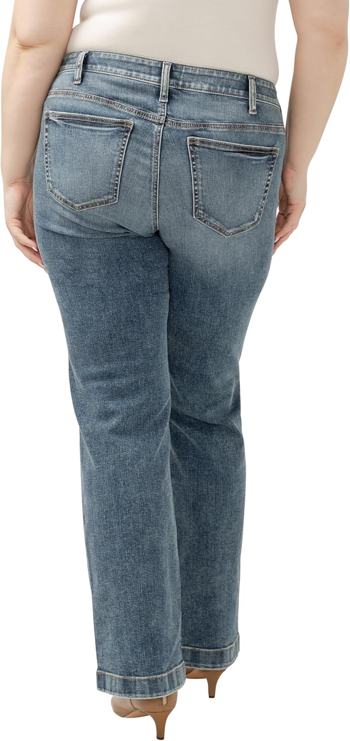 Silver Jeans Co. Women's Plus Size Suki Mid Rise Curvy Fit Trouser Leg Jeans