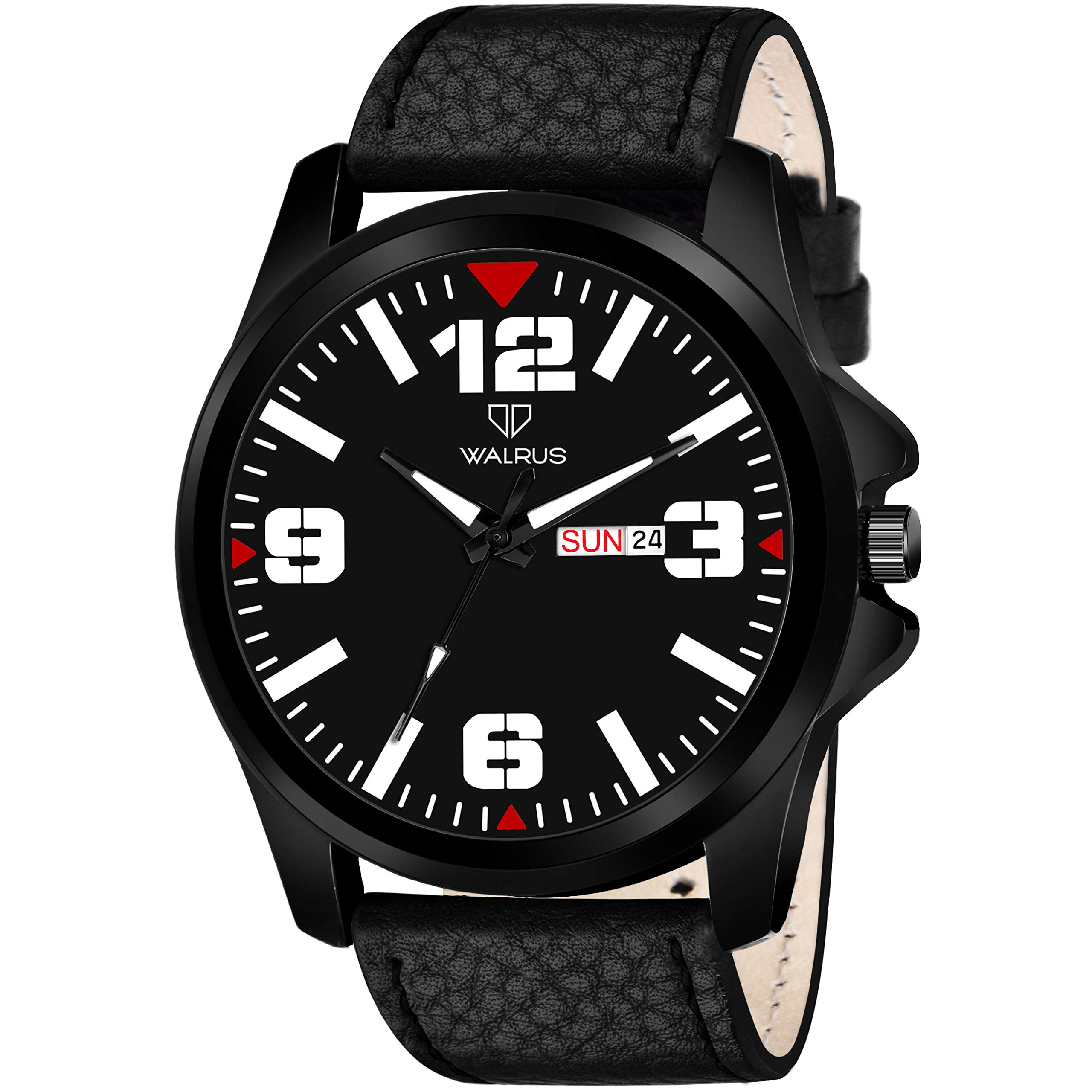 Walrus Black Dial Analog Day Date Function Vegan Leather Strap Wrist Watch for Men - Professional & Casual Use- Old Money Style Mens Wrist Watch for Gift (B08X3H7P4J) Amazon Price History, Amazon Price Tracker