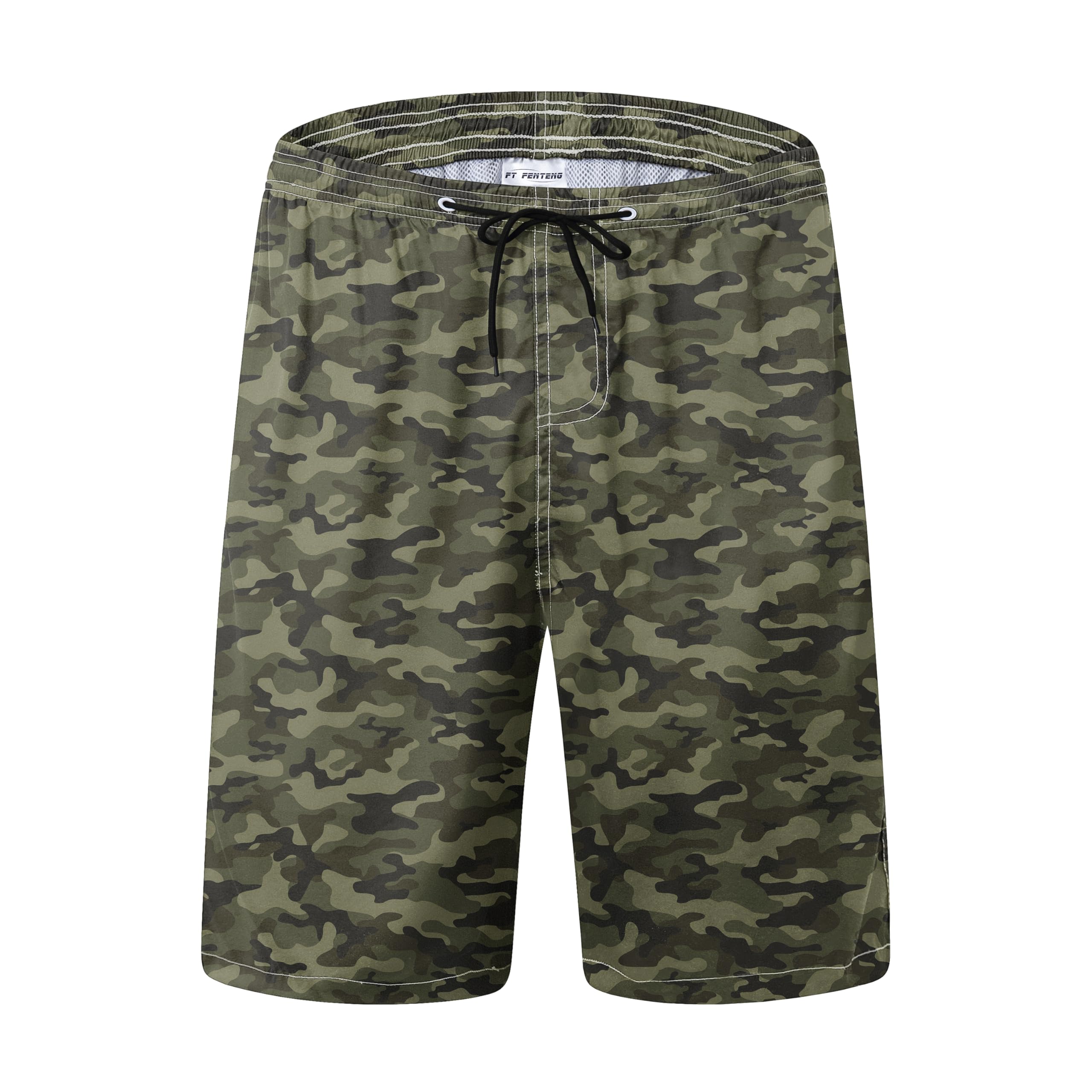 FT FENTENG Mens Swim Trunks Quick Dry Board Shorts with Mesh Lining, Breathable Surf Beach Shorts Swimwear Bathing Suits