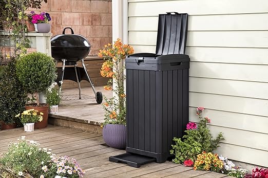 Keter Baltimore Caneca de Basura 38 Gal Negro para Exterior miniatura 3