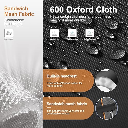 Miniatura 5 de LET'S CAMP Sillas de campamento de gran tamaño de 29.52 pulgadas, respaldo alto, silla de césped resistente, soporta 500 libras, silla plegable