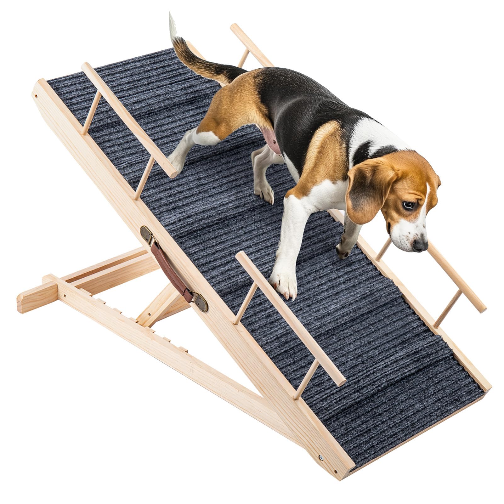 Hunderampe Klappbare Hunderampe aus Holz HöHenverstellbar 30-60cm rutschfeste Haustiertreppe Für Hunde Und Katzen Hunderampe Klappbar HöHenverstellbare Haustiertreppe rutschfeste Rampe