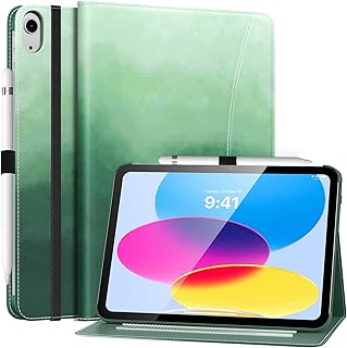 MoKo for iPad 10th Generation Case iPad 10.9 Inch Case 2022, iPad Case 10th Generation [Multi-Angle Viewing] Smart Cover with Hand Strap, Support Touch ID&Auto Wake/Sleep, Pine Green