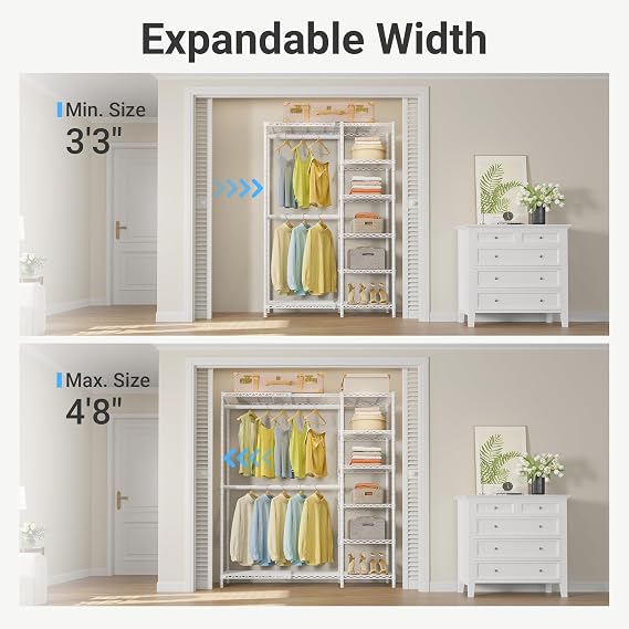 VIPEK X2 Expandable Clothes Rack Portable Closet Organizer System White