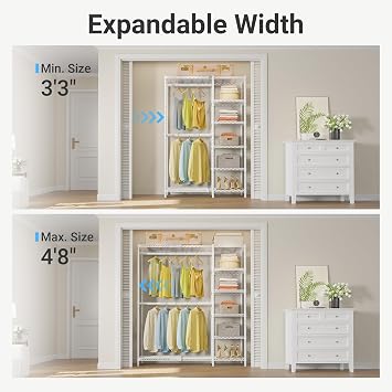 VIPEK X2 Expandable Clothes Rack Portable Closet Organizer System White