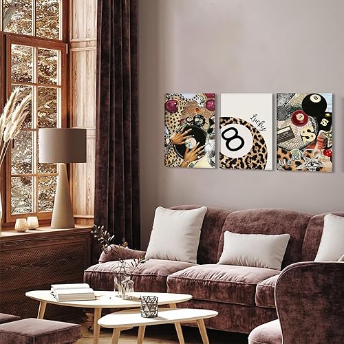 Miniatura 4 de RVETNGVM 3Pcs Trendy Leopard Wall Art Black Girl Trendy Disco 8 Ball Poster Vinyl Record and Glam Nails Retro Cheetah Wall Decor Aesthetic Trendy