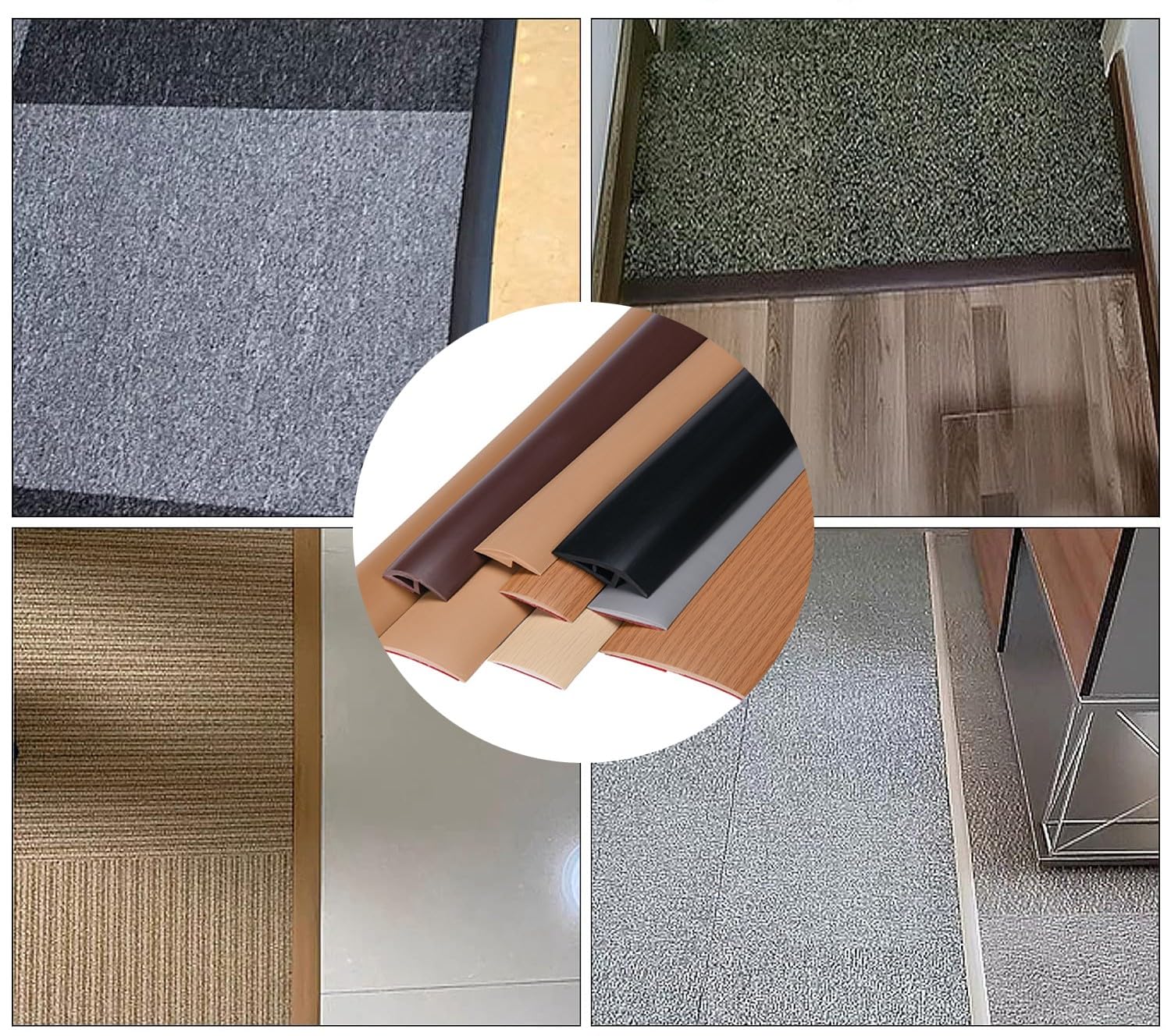BLUEZY 1M-5M Tira De Tapicería, PVC Perfil De Transición para Suelo,Tira Unión Pisos, Protección De Bordes Listón Autoadhesivo para Una Pendiente De Umbral De 10 Mm C,5M