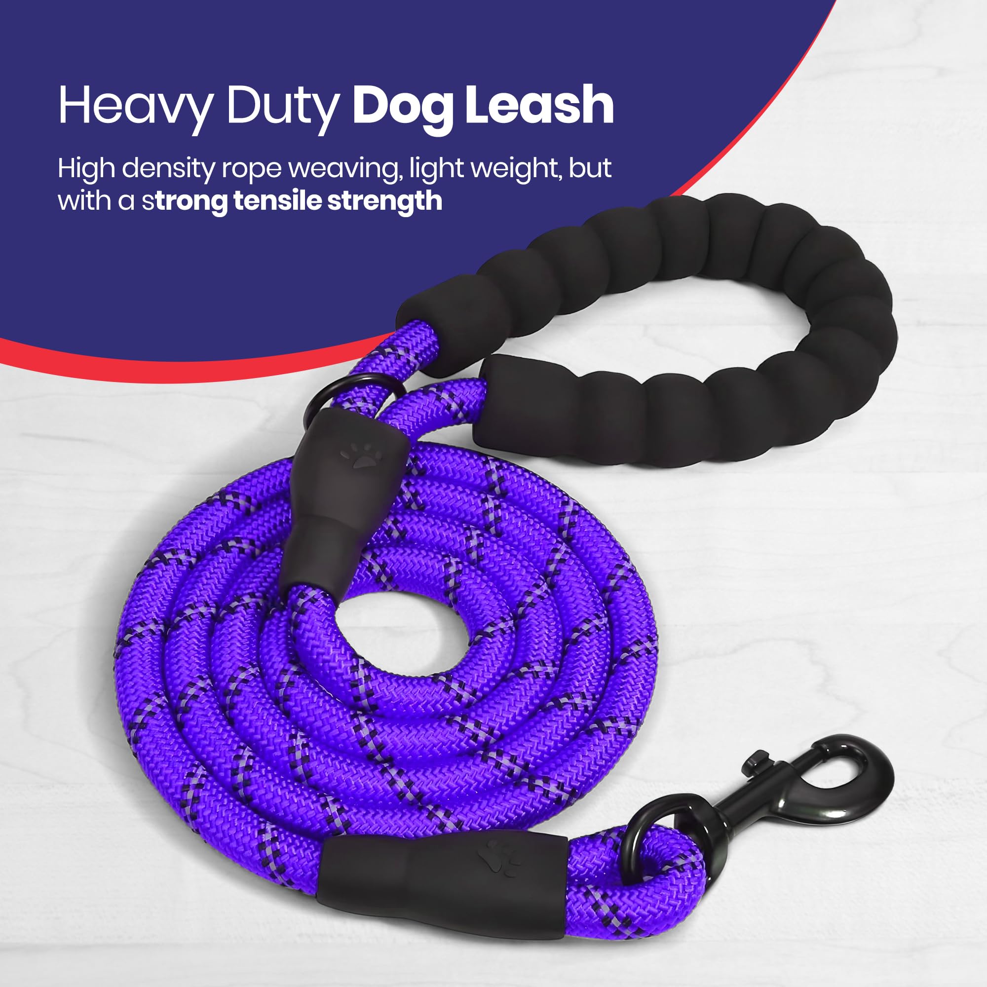 EVOOK Dog Lead -Reflective Dog Leash with Soft Padded Handle, Durable & Lightweight, 1.0cm Width, Multi-Coloured for Dogs (Blue, 1.5m) - Image 2