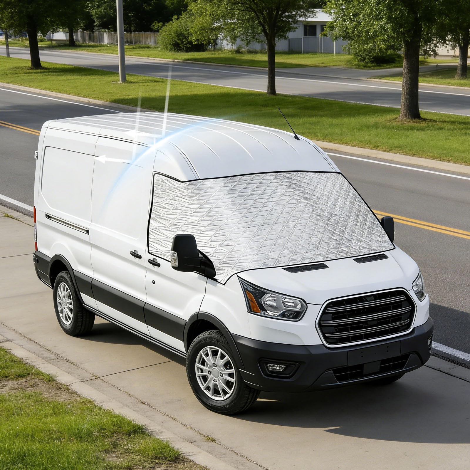 Frontscheibenabdeckung für Ford Transit MK8 MK9 2014-2026, wasserdichte Frontscheibe Sonnenschutz Auto Windschutzscheibenabdeckung Sonnenschutz Frost Schnee Schutz