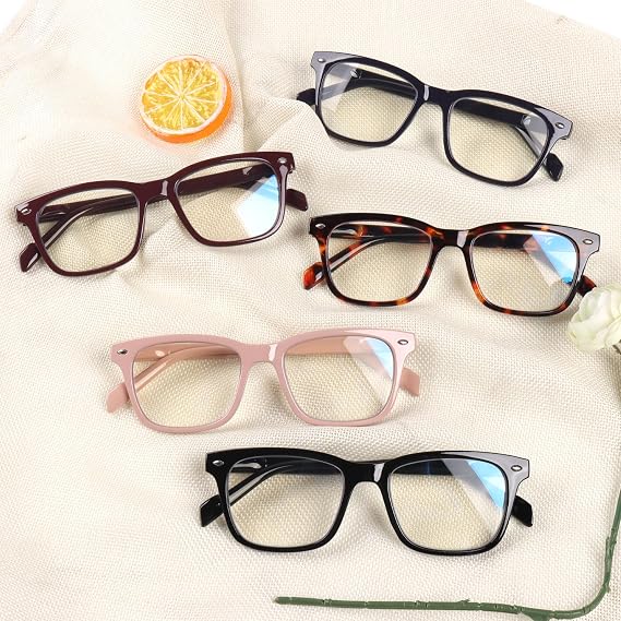 Kerecsen 5 Pack Reading Glasses Blue Light Blocking,Spring Hinge Readers for Women Men,Computer Readers