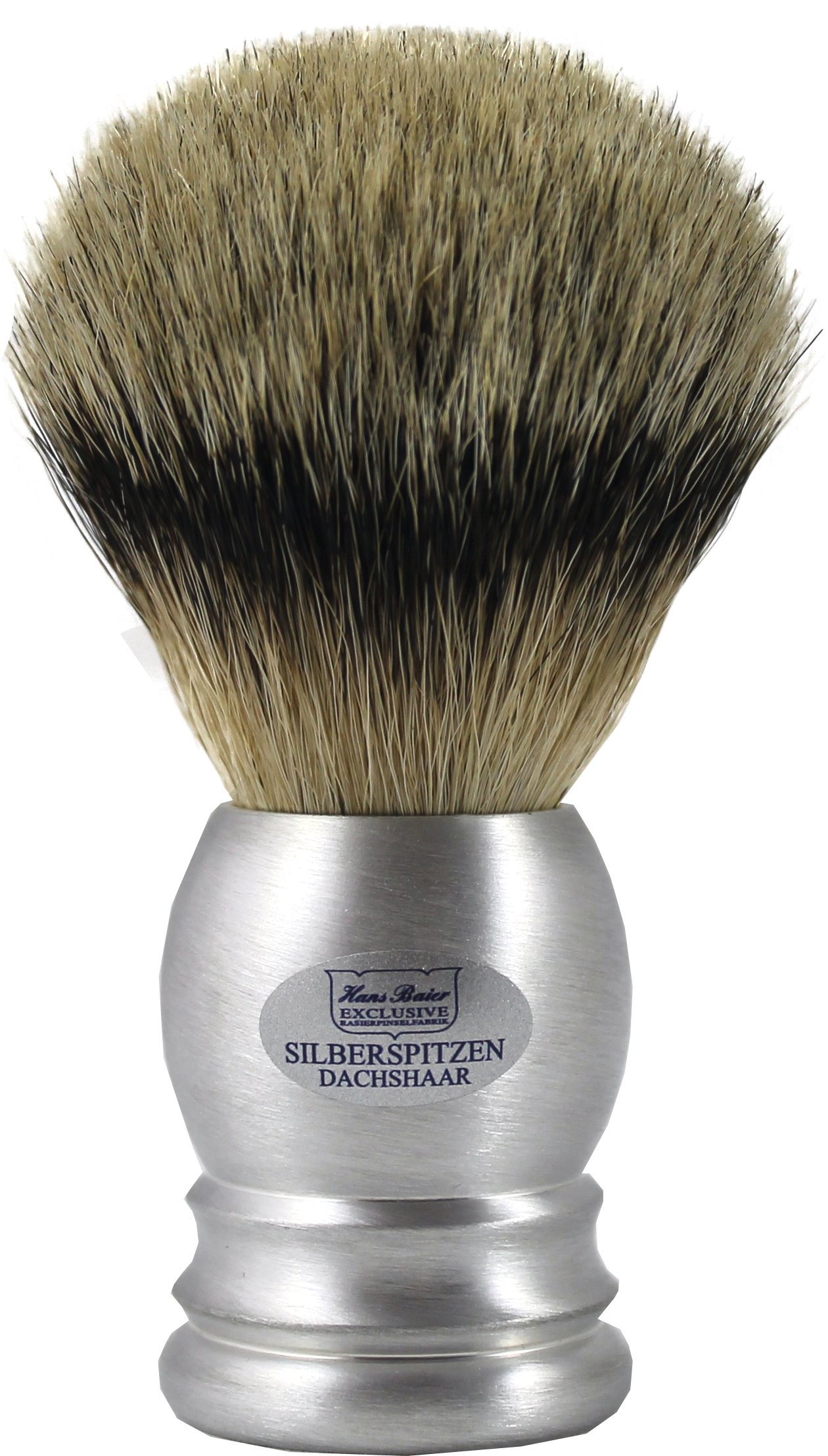 Hans BAIER Exclusive pennello da barba in vero argento Spitz Pelo – Manico in Alluminio Taglia 3, 131 G