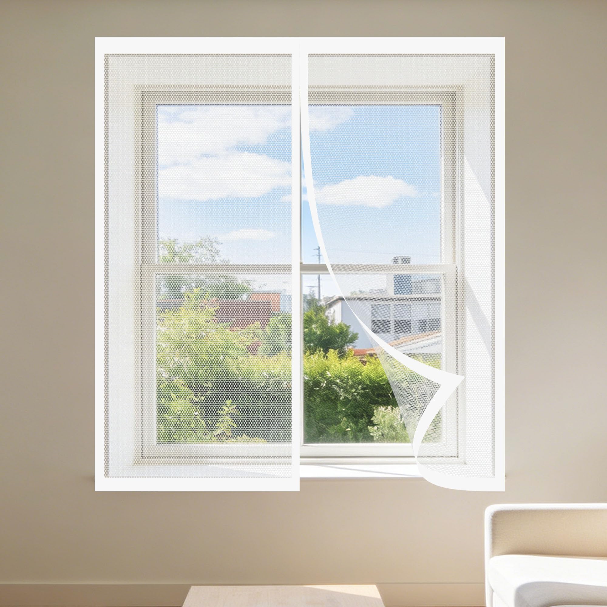 Moustiquaire magnétique fenêtre 200x200 cm blanc sans perçage