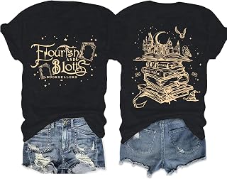 Magical Shirts for Women Book Magic Graphic T-Shirts Flourish and Blotts Shirts Wizard Tees Vacation Tops Costume Clothes