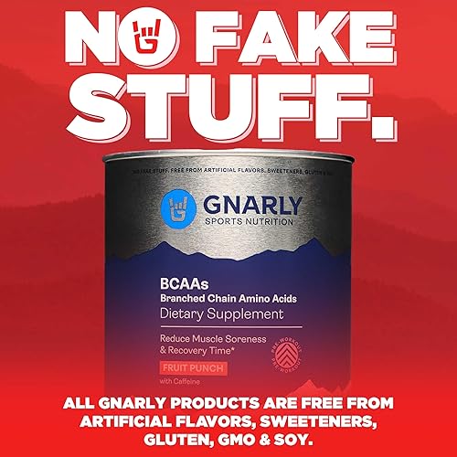Vista 8 de Gnarly Nutrition BCAA en polvo, ponche de frutas - Aminoácidos BCAAS pre-entrenamiento - Certificado NSF Sport - Suplemento para apoyar