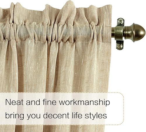 Miniatura 10 de H. Versailtex Lino Natural y Poly semi-láminas Premium suaves y ricos materiales paneles de cortina con abrazadera ajustable para patio puertapuerta